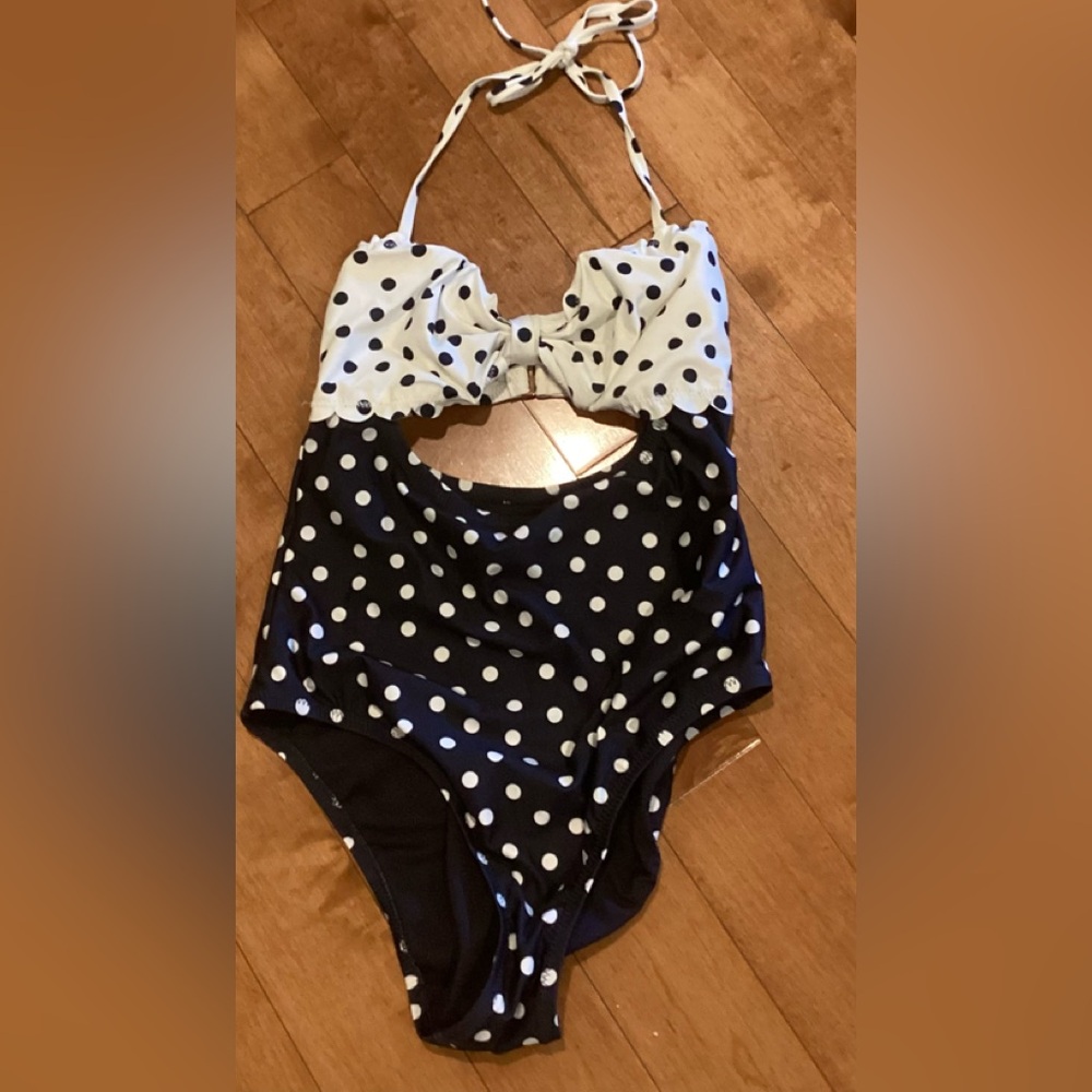 Black and white polka dot Lauren Conrad bathing suit